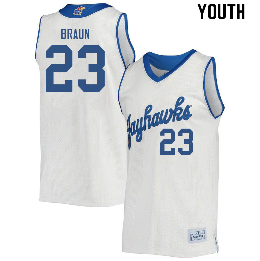 Youth #23 Parker Braun Kansas Jayhawks College Basketball Jerseys Stitched Sale-Retro
